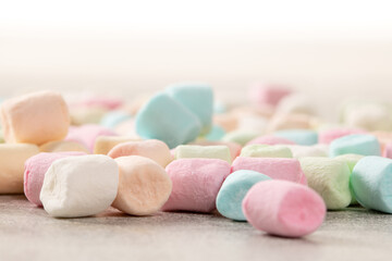 Vibrant close-up of colorful marshmallows for sweet food background