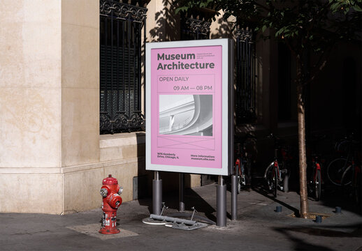 Mockup of customizable sign by fire hydrant