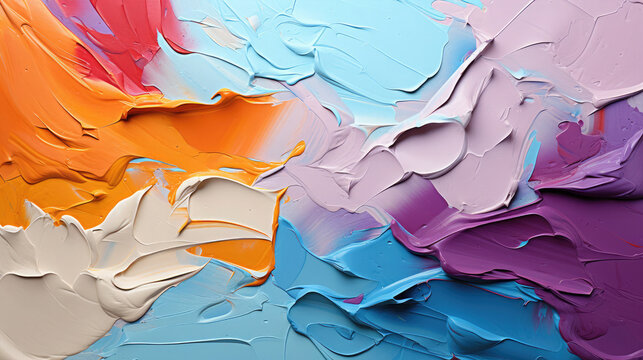 Abstract rough colorful multicolor art background wallpaper, oil pastel tempera acrylic texture brush strokes, generative AI