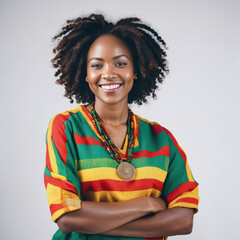 African Rasta woman smiling