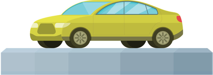 Green color car icon cartoon vector. New showroom vehicle. Shop location