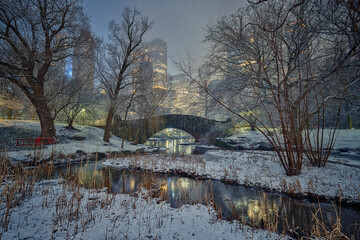 Snow over Gapstow Bridge