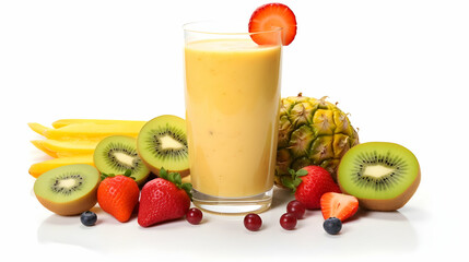 Tropical fruit smoothie with a colorful array