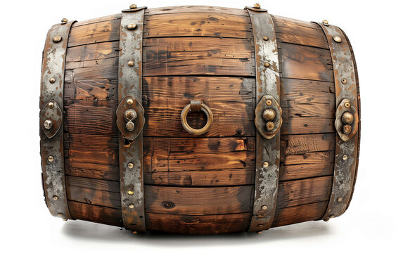 image of classi wood barrel on white background