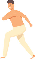 Fototapeta premium Capoeira exercise icon cartoon vector. Training martial art. Health beauty