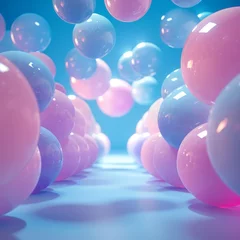 Foto op Aluminium a group of pink and blue balloons © Aliaksandr Siamko
