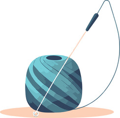 Chic Yarn and Crochet Hook 3D Style Illustration in Vector