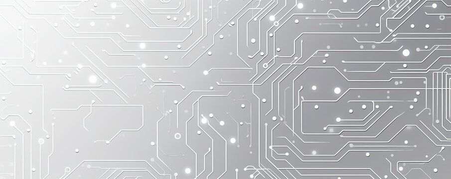 Technology background with white circles and circuit board, high tech digital connection communication