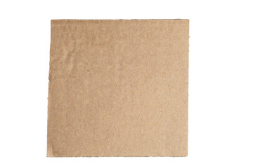 Square piece of cardboard. Cardboard concept. Craft concept. Isolated object.