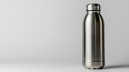 Metal bottle on isolated white background, copy space, generative ai