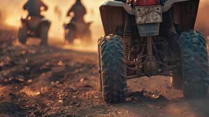 Close-up of an ATV wheel on off-road.