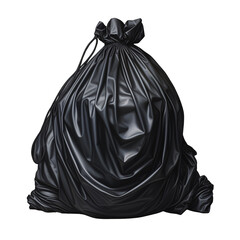 a black plastic bag with a white background