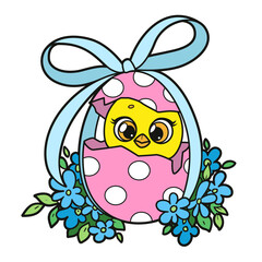 Easter painted egg that hatches into a cute chick color variation isolated on white background. Image produced without the use of any form of AI software at any stage