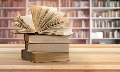 Book with opened old pages in library.