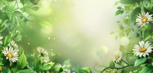 abstract nature green spring background with spring flower. spring background with copy space