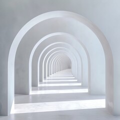 a white hallway with arches