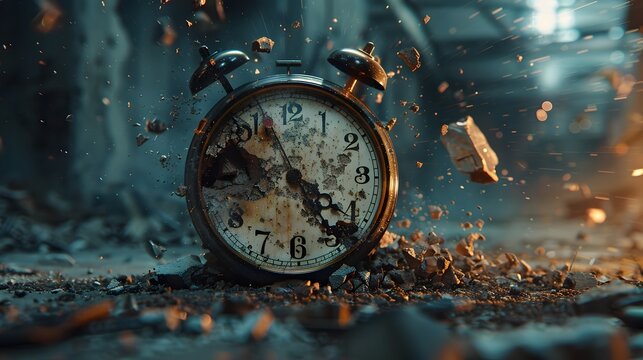 Breaking Alarm Clock in a Chaotic Broken Scene