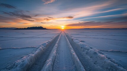 Salt Flats and sunset