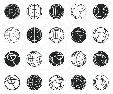 Vector Bocce Balls court Icons Free Vector SVG, Bocce Balls Silhouette Set
