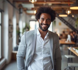 Obraz premium business man smiling in office