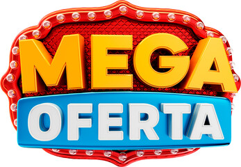 selo promocional mega sorteio com bordas vermelhas, fundo 3d, selo varejo