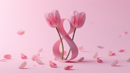 Pink Tulips Wrapped in Number 8