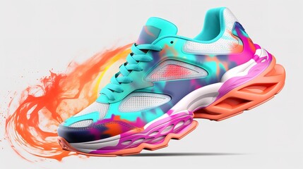 Obraz na płótnie Canvas Colorful Cool Running Shoe Sneakers Mockup