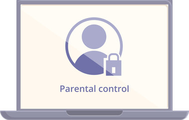 Laptop parental control icon cartoon vector. Digital block. Service lock