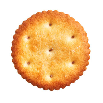  Delicious single salty biscuit over isolated white background