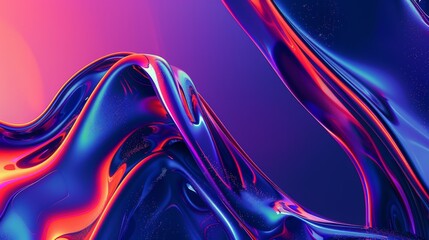 Abstract Neon Lights with Liquid Swirls and Splashes in Pink and Blue Hues for Creative Backgrounds