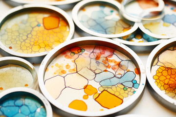 close-up image of tissue histology samples in petri dishes