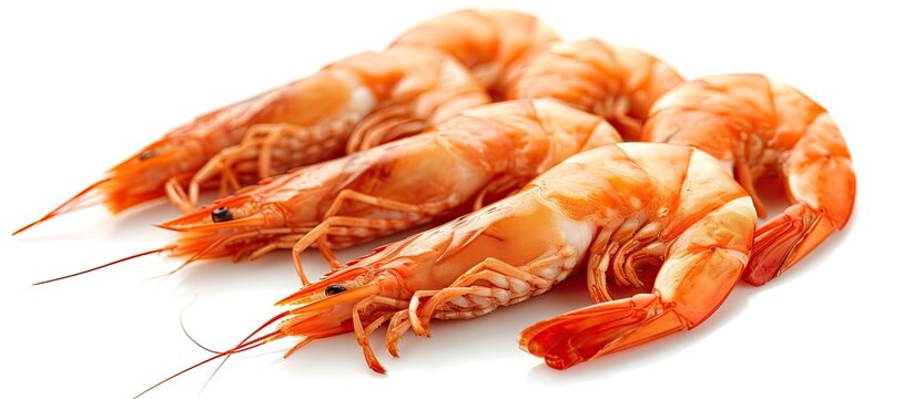 Fresh shrimp sitting on top of a white table, perfectly captured for a crisp and clean look.