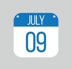 July 9 icon isolated on light background. Calendar vector symbol modern for the month of July