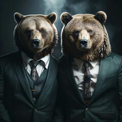bears both are dressed in business attire and look forward