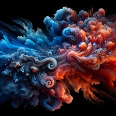 Obraz na płótnie Canvas Abstract Blue and Red-Orange Smoke Wave