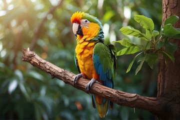 Obraz premium Beautiful parrot on a tree branch