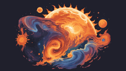 illustration of a sun conceptual art Generative AI