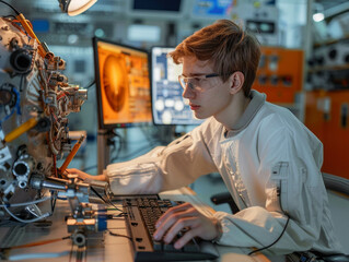 Aerospace engineers designing next generation spacecraft dreams taking flight