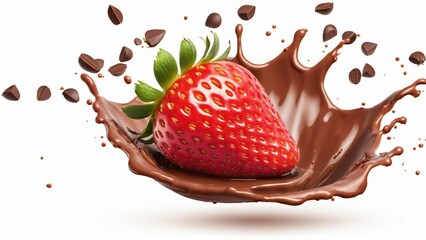 Strawberry Splashing in Milk Chocolate