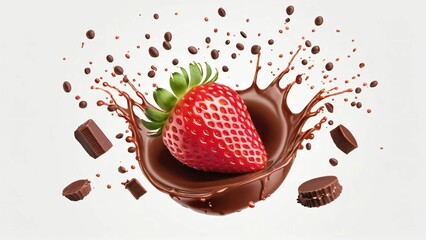 Strawberry Splashing in Milk Chocolate