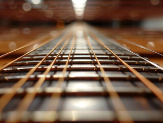 Macro shot of a guitar string vibration music in motion - obrazy, fototapety, plakaty