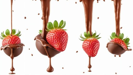 Strawberry Splashing in Milk Chocolate - obrazy, fototapety, plakaty