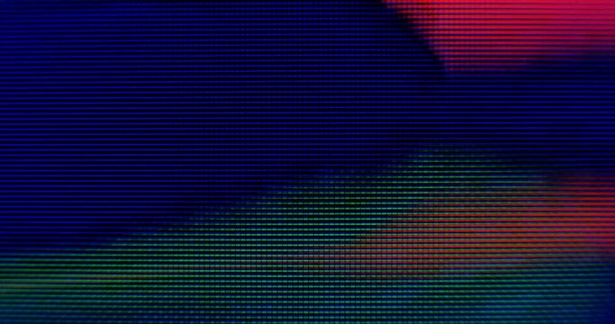Close-up of colorful abstract tv screen, LCD pixels macro video