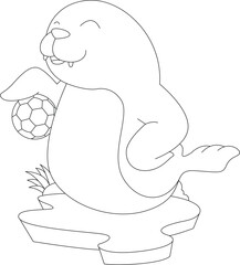 Seal Soccer player Soccer Sports Animal Vector Graphic Art Illustration