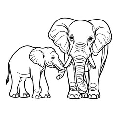 Mother Elephant Baby Sketch