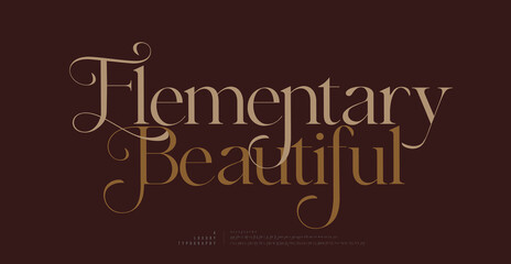 Elegant wedding logo alphabet font and number. Typography luxury classic lettering serif fonts decorative logos vintage retro. vector illustration - 739956195