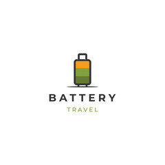 Battery travel logo, travel bag with battery logo concept