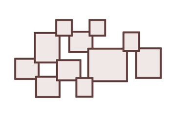 A composition of empty square frames. Photo collage template. A vector composition of abstract painting frames and a developed collection of vector mood board templates.