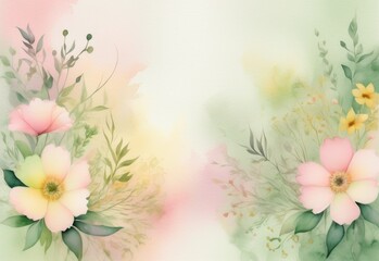 Ethereal Watercolor Splash with Floral Accents