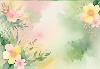 Ethereal Watercolor Splash with Floral Accents